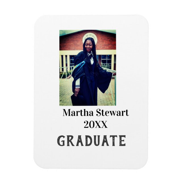 Graduation photo name year class university simple magnet (Vertikal)
