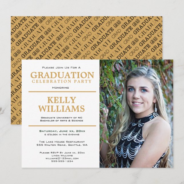 Graduation Photo Party Invitation (Devant / Derrière)