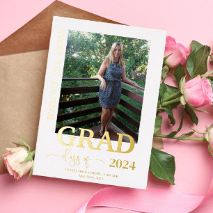 Graduation Photo Real Gold Foil Faire-part