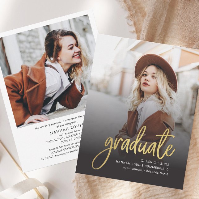 Graduation Photo Script Grad 2025 Faire-part (Graduation Photo Script Grad 2025 Announcement)