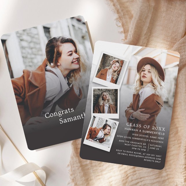 Graduation Photos Moderne Grad Party Invitation (Graduation Photos Modern Grad Party Invitation)