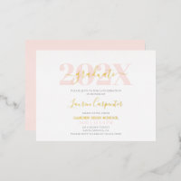 Graduation Pink Blush et Gold foil invitation