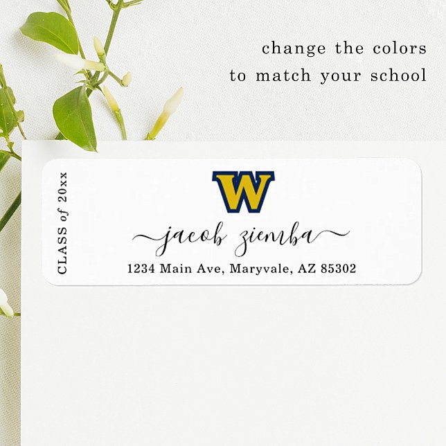Graduation Return Address Label with School Logo (Von Creator hochgeladen)