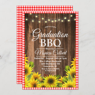 Graduation rustique BBQ Invitation tournesol