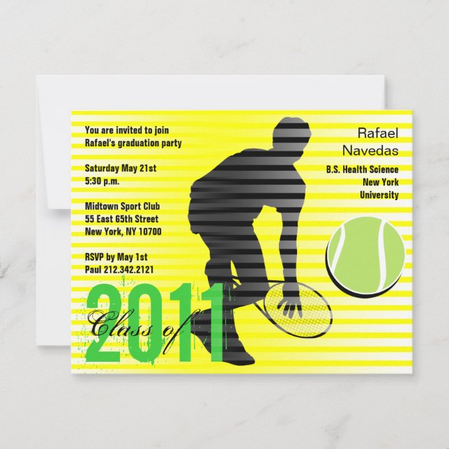 Graduation Sport Party Invitation Tennis (Devant)