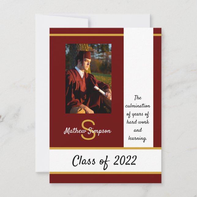 Graduation Traditionnelle Rouge foncé Invitation (Devant)