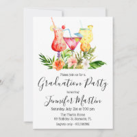 Graduation Tropicale Cocktail Boissons Invitation