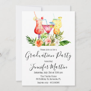 Graduation Tropicale Cocktail Boissons Invitation