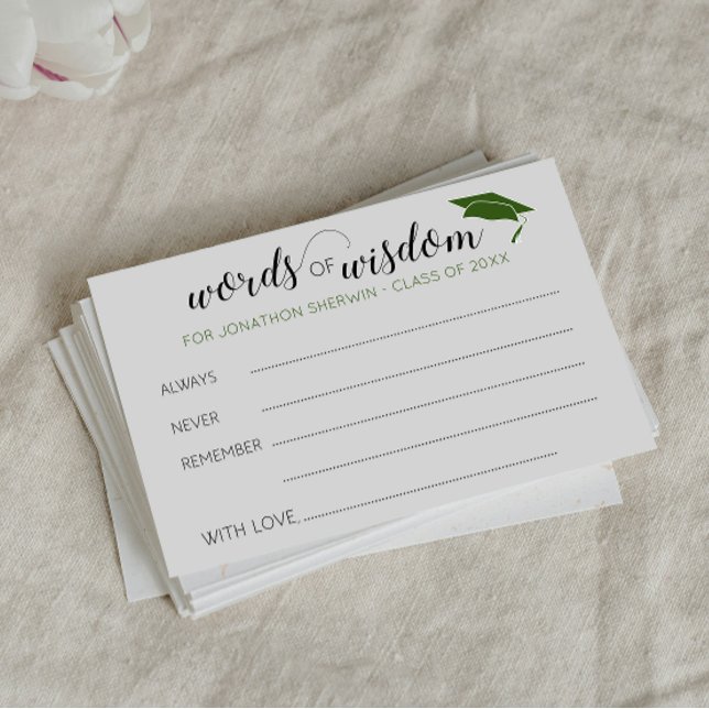 Graduation verte Mots de sagesse Conseil Diplômé (Créateur téléchargé)