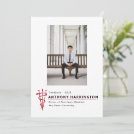Graduation vétérinaire Faire-part rouge noir