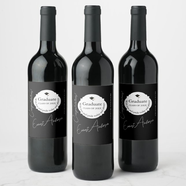 Graduation Wine Label Elegant Custom Keepsake Weinetikett (Flaschen)