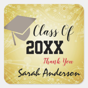Graduationskap, Klasse Jahr 20XX Danke Beigie Quadratischer Aufkleber