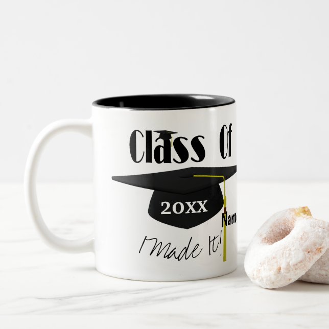 Graduationskappe und Tassel I machte es Niedlich Zweifarbige Tasse (Mit Donut)