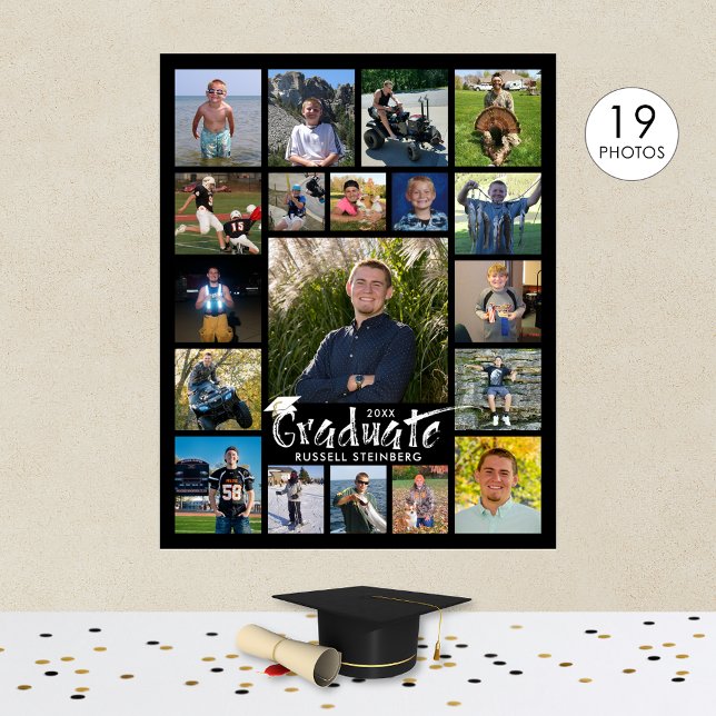 Graduationspartei 19 Foto Display Brush Typografie Poster (Von Creator hochgeladen)