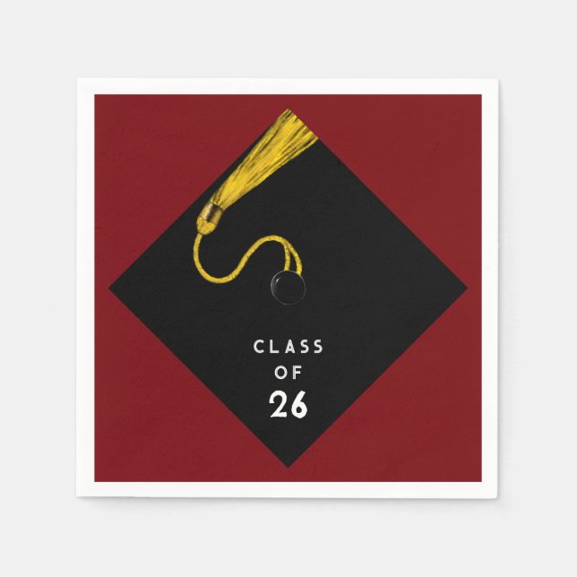 Graduationspartei 2025 Maroon Napkins Serviette (Vorderseite)