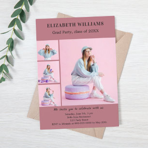 Graduationspartei Rose Gold Foto Collage Einladung