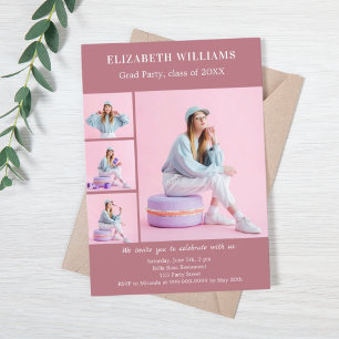 Graduationspartei Rose Gold Foto Collage Einladung
