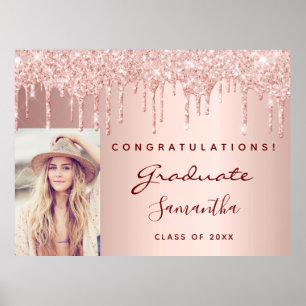 Graduationspartei Rose Gold Glitzer Tropfen Foto 2 Poster