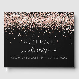 Graduationspartei Schwarze Rose Gold 2025 Gästebuch