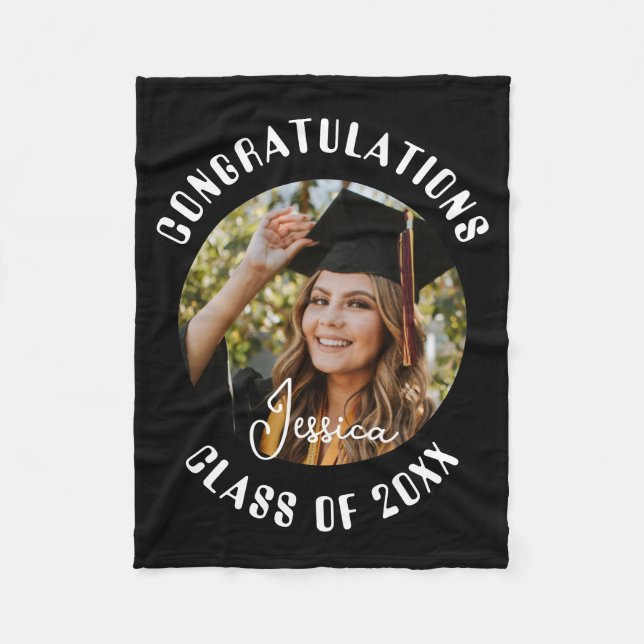 Graduationspartei Süßes Personalisiertes Foto und  Fleecedecke (Vorderseite)