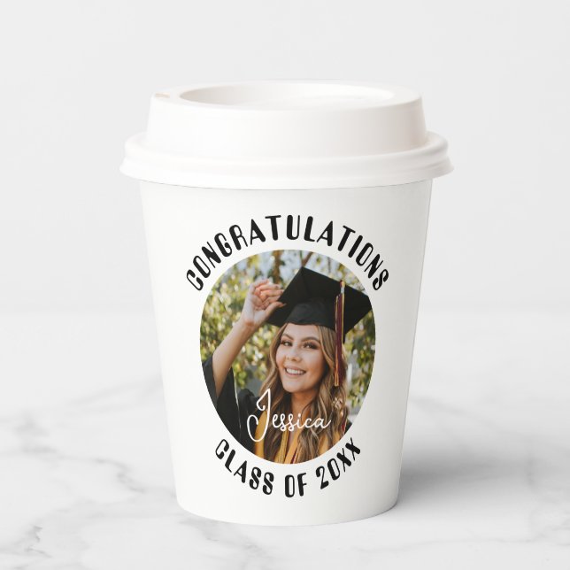 Graduationspartei Süßes Personalisiertes Foto und  Pappbecher (Rückseite)
