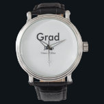 Graduiern Name Glückwunsch Datum Jahrestext Armbanduhr<br><div class="desc">Gestaltung</div>