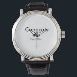 Graduiern Name Glückwunsch Datum Jahrestext Armbanduhr<br><div class="desc">Gestaltung</div>