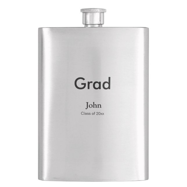 Graduiern Name Glückwunsch Datum Jahrestext Flachmann (Vorderseite)