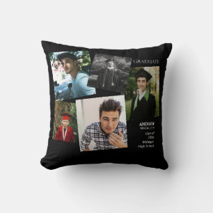 Graduierte Foto Schwarzes Monogramm 2-Throw-Kissen Kissen