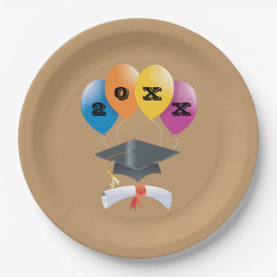 Graduierte Party Cap Diploma Balloons Papier Telle Pappteller