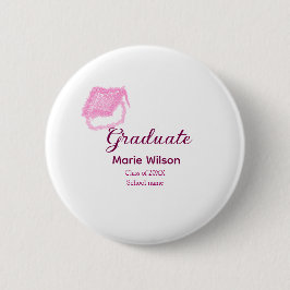 Graduierte rosa Glitzer Graduierung Oberteil Name Button