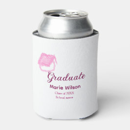 Graduierte rosa Glitzer Graduierung Oberteil Name Dosenkühler