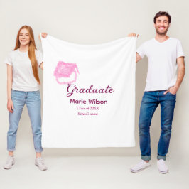 Graduierte rosa Glitzer Graduierung Oberteil Name Fleecedecke