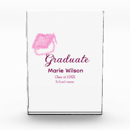 Graduierte rosa Glitzer Graduierung Oberteil Name Fotoblock