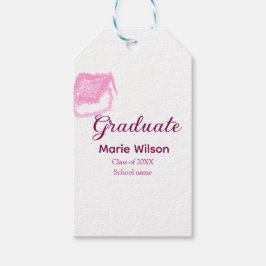 Graduierte rosa Glitzer Graduierung Oberteil Name Geschenkanhänger