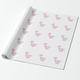 Graduierte rosa Glitzer Graduierung Oberteil Name Geschenkpapier
