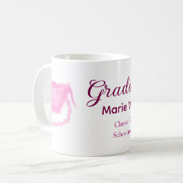 Graduierte rosa Glitzer Graduierung Oberteil Name Kaffeetasse