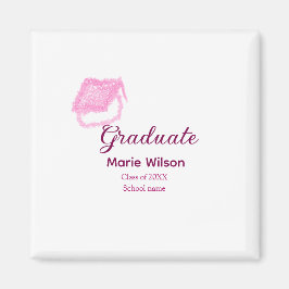 Graduierte rosa Glitzer Graduierung Oberteil Name Magnet