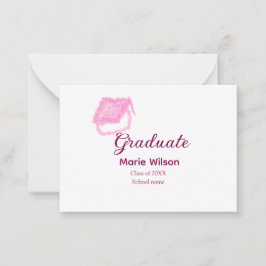 Graduierte rosa Glitzer Graduierung Oberteil Name Mitteilungskarte