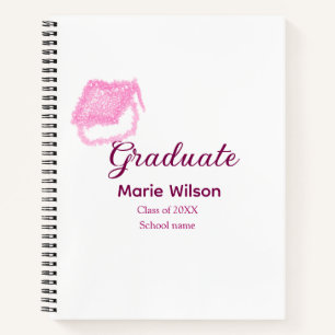 Graduierte rosa Glitzer Graduierung Oberteil Name  Notizbuch