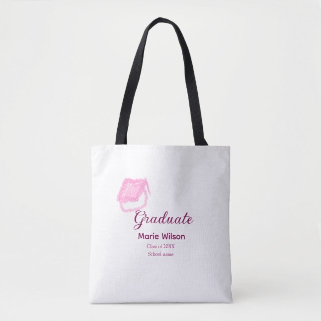 Graduierte rosa Glitzer Graduierung Oberteil Name  Tasche (Vorderseite)