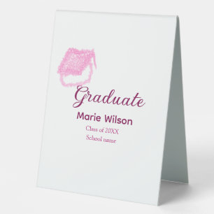 Graduierte rosa Glitzer Graduierung Oberteil Name  Tischaufsteller