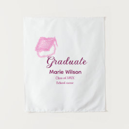 Graduierte rosa Glitzer Graduierung Oberteil Name Wandteppich