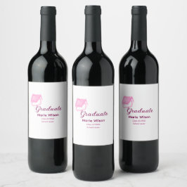 Graduierte rosa Glitzer Graduierung Oberteil Name Weinetikett
