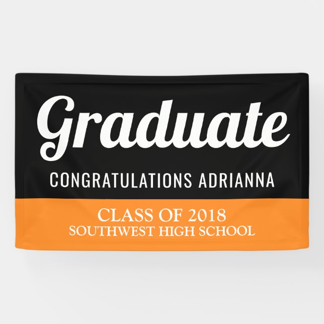 Graduierte Typografie-Glückwunsch-Schwarz-Orange Banner (Horizontal)