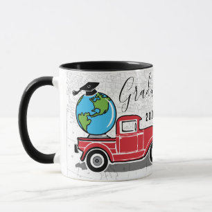 Graduierte Vintage rote LKW-Kugel-mit Monogramm Tasse