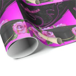 Graduiertendiplom Pink Black Personal Geschenkpapier
