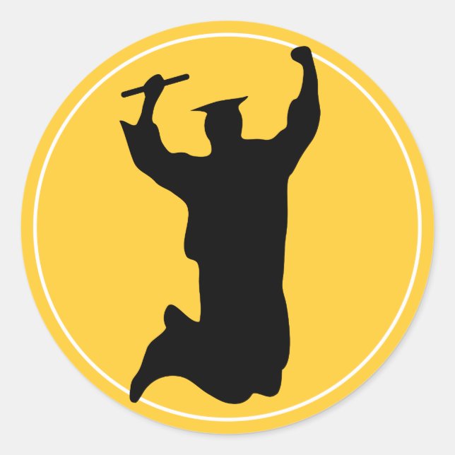 Graduiertenfeier in Cap & Gown Black | Gold Runder Aufkleber (Vorderseite)