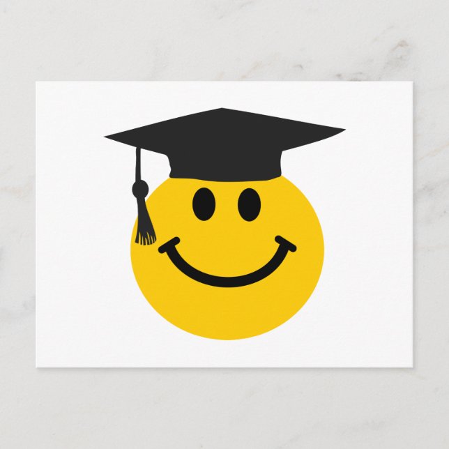Graduiertengesicht mit Abschluss-Hut Ankündigungspostkarte (Vorderseite)