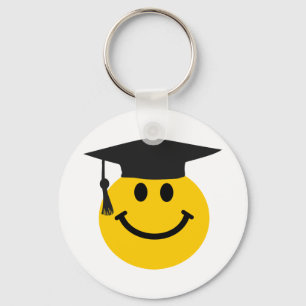 Graduiertengesicht mit Abschluss-Hut Schlüsselanhänger